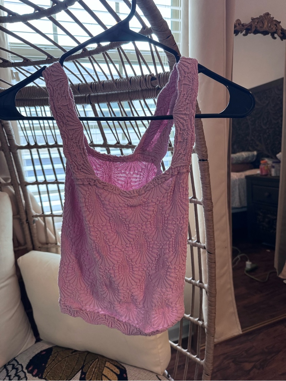 Free People Pink Textured Knit Tank Top